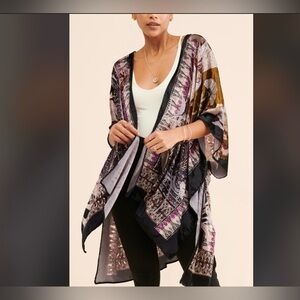 Anthropologie Akemi + Kin paisley velvet duster cardigan one size